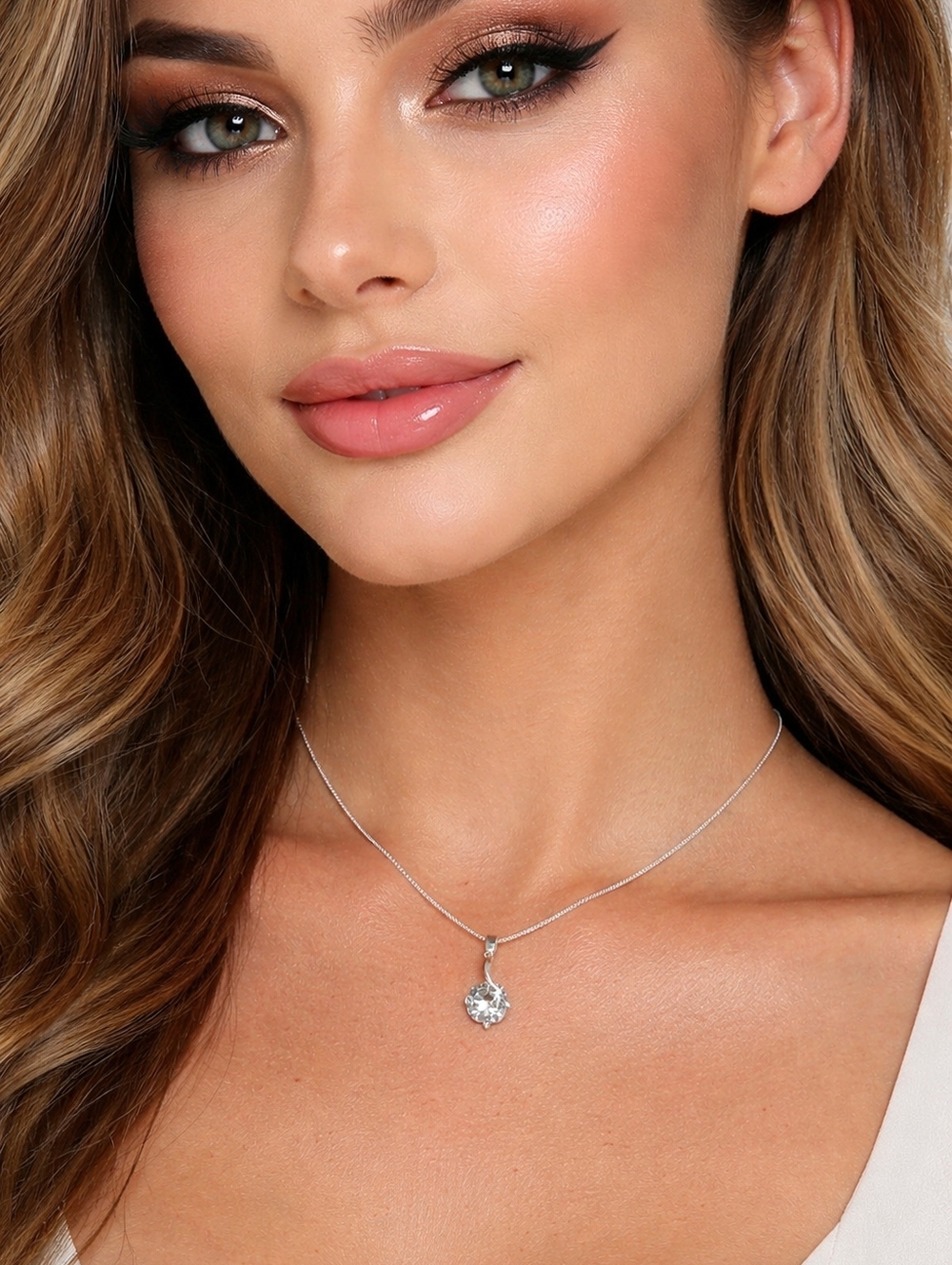 Swarovski Crystal Elements Silver Overlay Heart Necklace NWOT